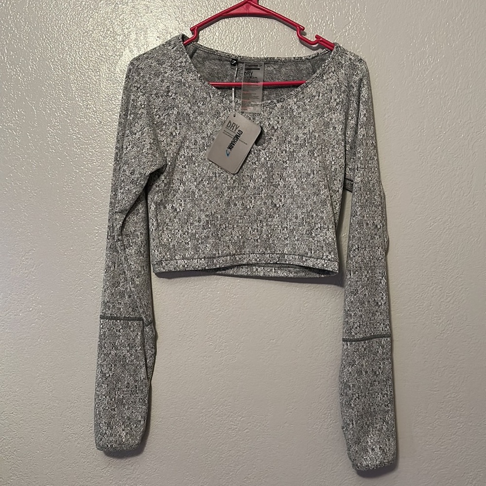 Fluer Texture long sleeve crop top